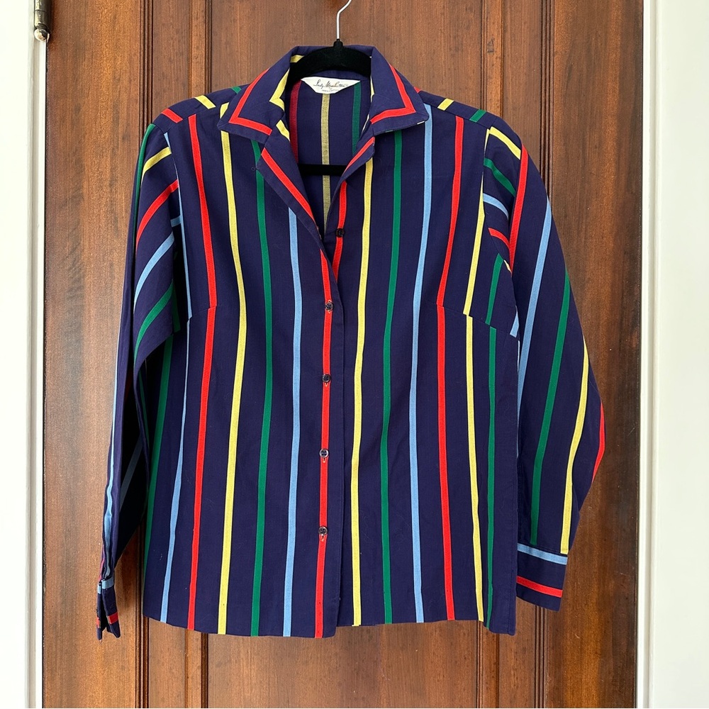 Vintage Cotton Striped Button Down Shirt